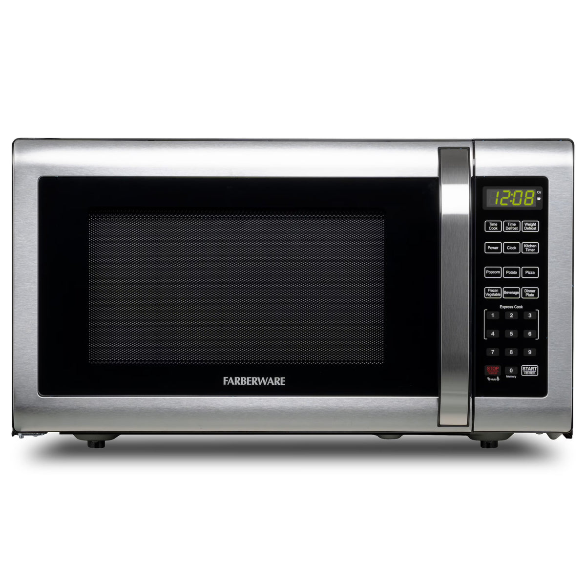 Farberware Countertop Microwave Ov 1100 Watts, 2.2 cu ft - Smart Sensor With LED Lighting and Child Lock - Perfect for Apartments and Dorms - Easy Clean Black Interior, Stainless Steel