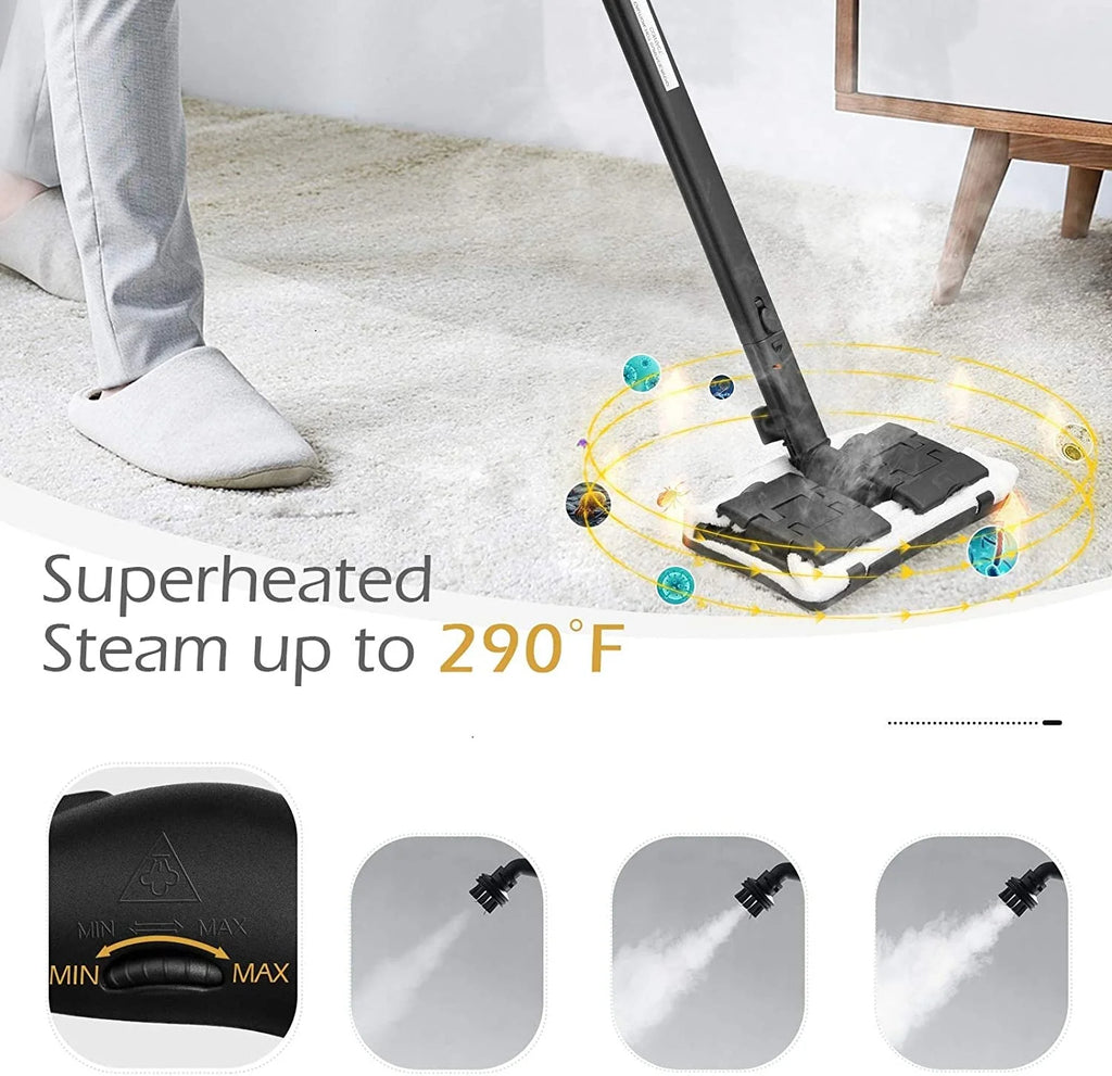 ARLIME Steam Cleaner, Heavy Duty Household Steamer w/ 19 Accessories, 1.5L Tank & 13ft Power Cord, Multipurpose Chemical-Free Household Steam Cleaner for Home, Carpet, Upholstery, Cars, Floors, Blue