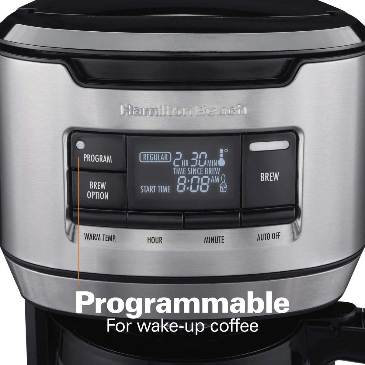 Hamilton Beach Front Fill 14-Cup Programmable Drip Coffee Maker Machine with Glass Coffee Pot, Cafetera, Black