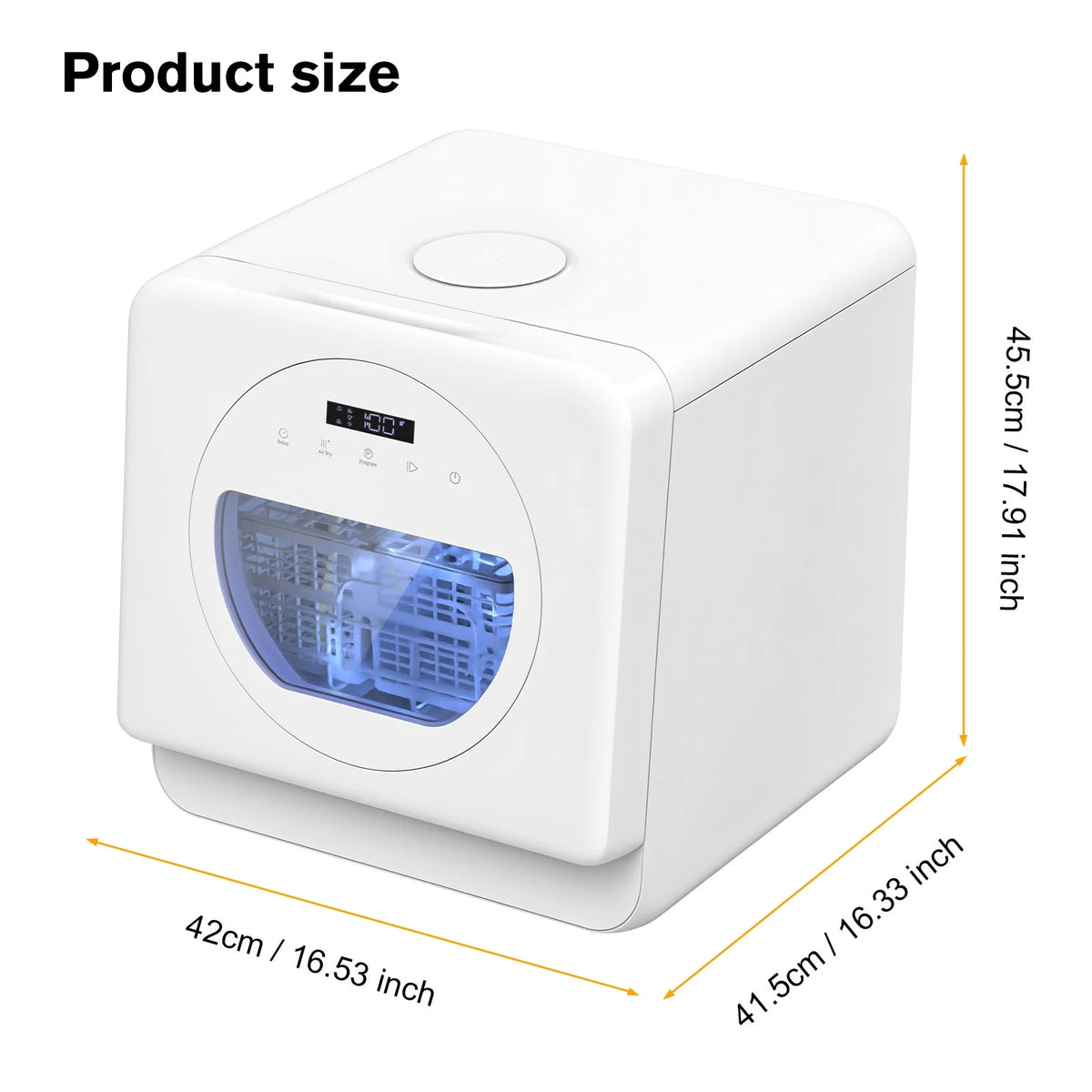 Advwin Portable Countertop Dishwasher with Upgraded 24H Delay Cleaning and 7 Programs,��5L Water Tank& 360��Dual Spray, High-Temp for Apartments & RVs, No Installation Needed