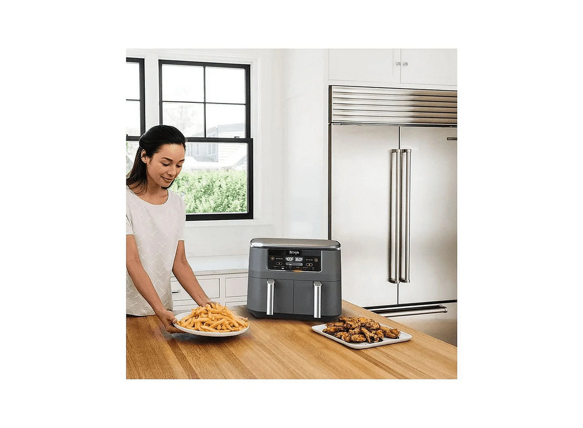 Restored Ninja Foody DZ201 6-in-1 8-qt. 2-Basket Air Fryer with Dual Zone Technology (Refurbished)