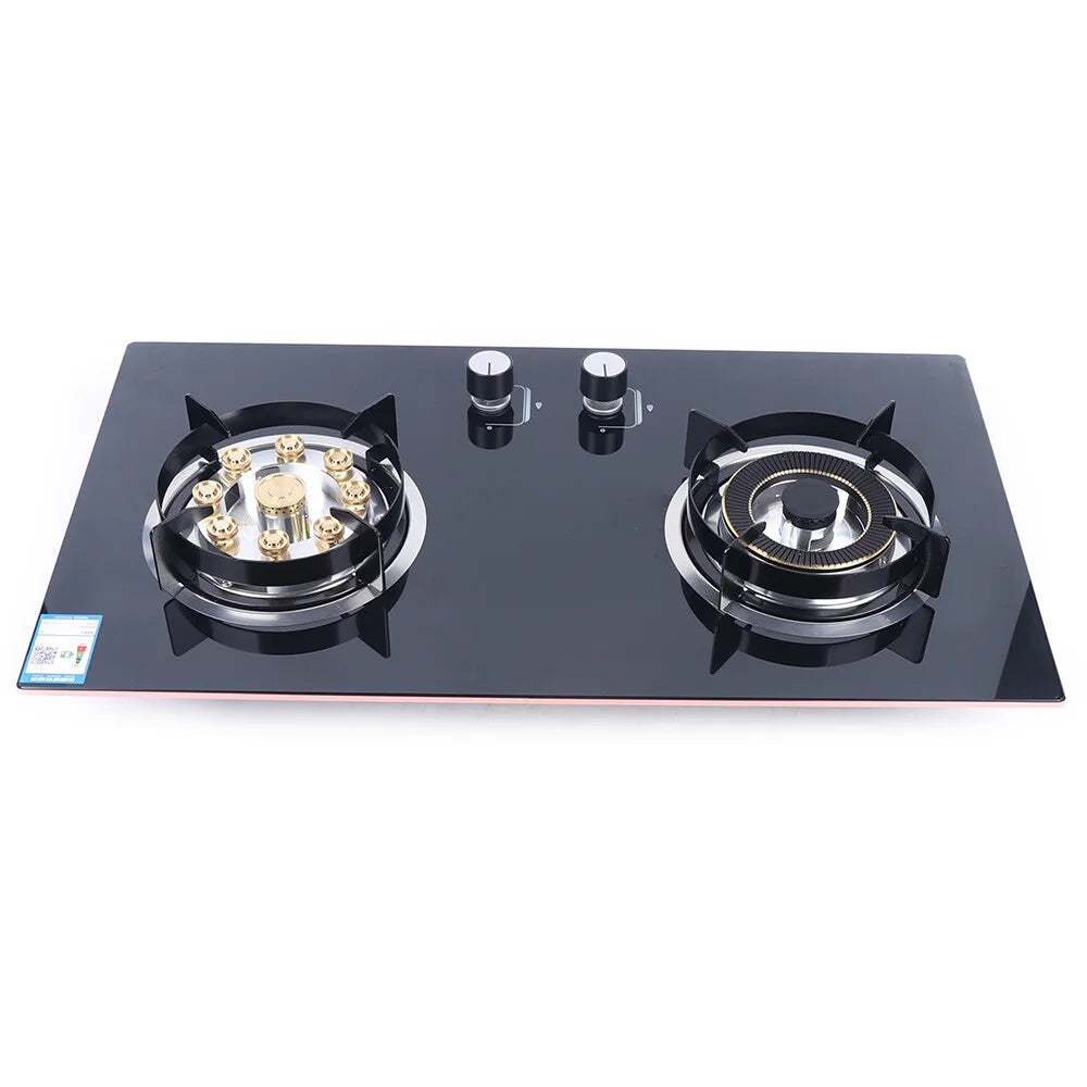 2-Burner Natural Gas Stove, Built-in Gas Cooktop Stove for Home Kitchen