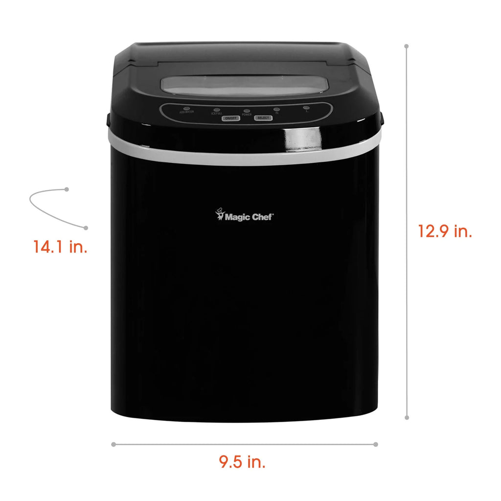 Magic Chef 27 lb. Capacity Portable Countertop Ice Maker, Black (Bullet Ice)