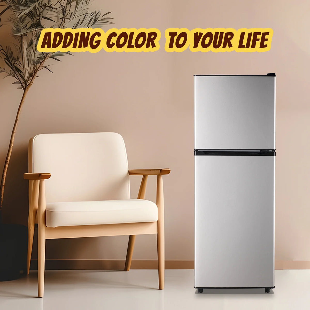 Tacool Small Mini Fridge with Top Freezer Compact Refrigerator Dual Door with Adjustable Thermostat Black for Home New