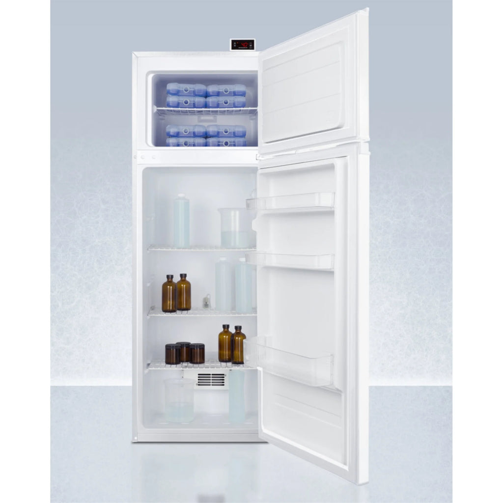 General purpose refrigerator-freezer with digital controls, internal fan, alarm/thermometer, and 2-8C refrigerator section