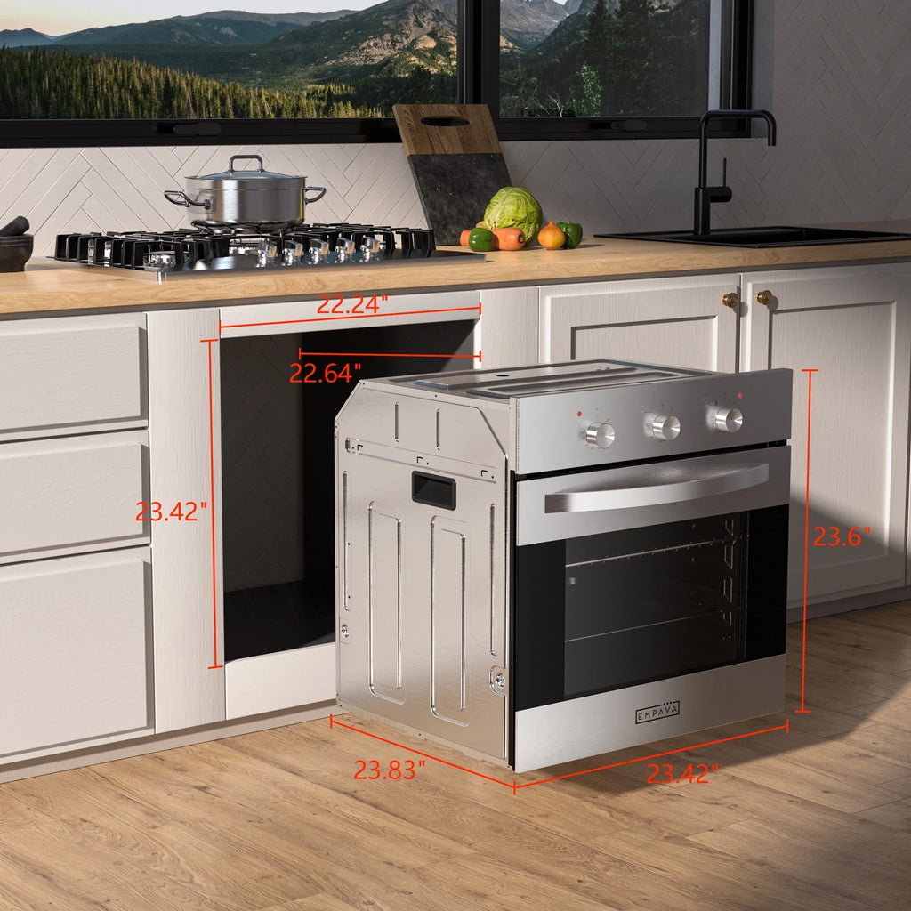 Empava 24 inch 10 Cooking Functions with Rotisserie Electric LED Display Touch Control Built-in Convection Single Wall Oven