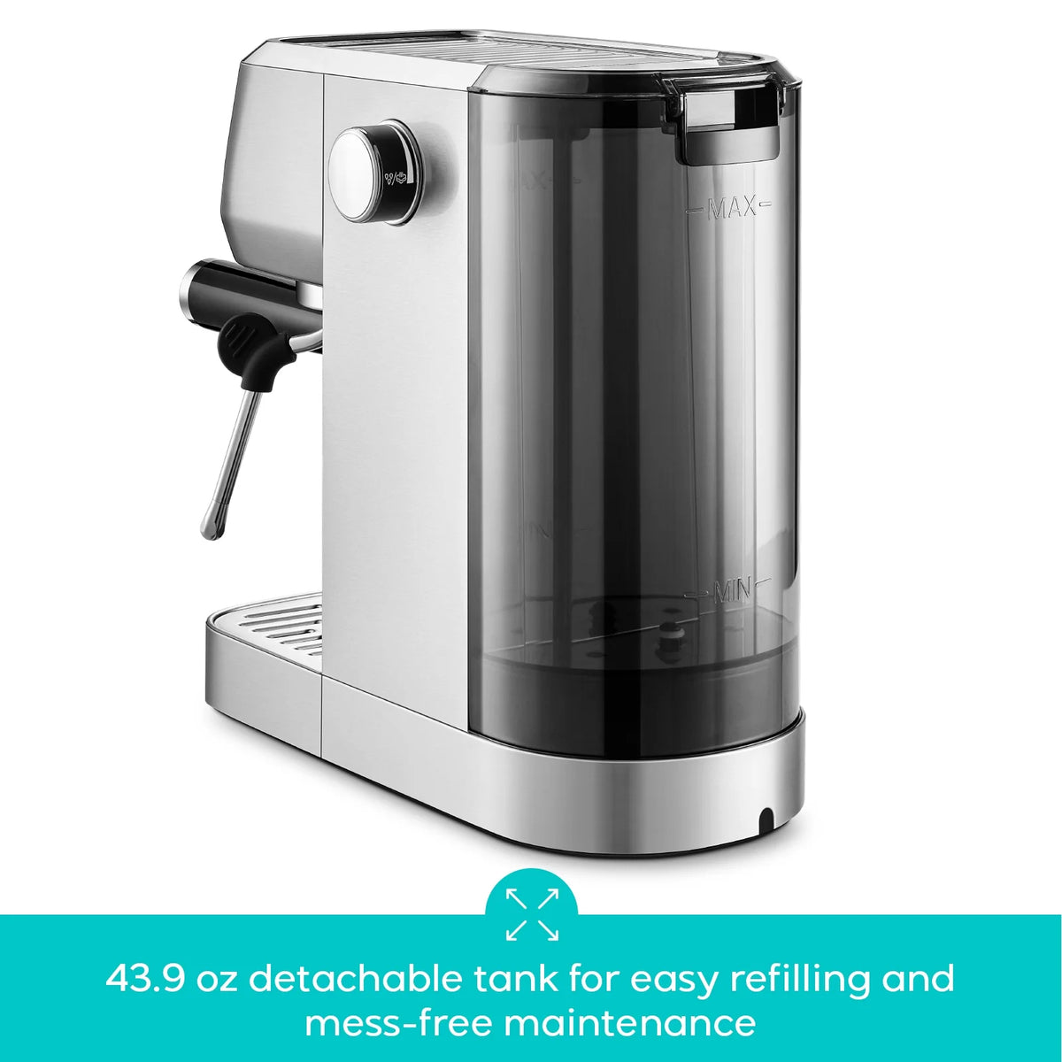 CASABREWS 3700Gense, 20 Bar Espresso Machine and Coffee Maker with Milk Frother, Silver
