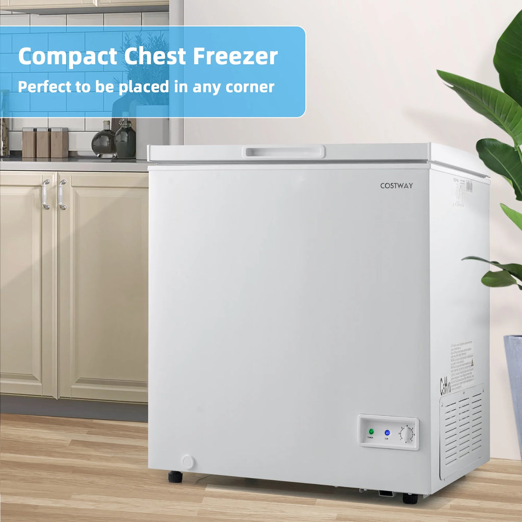 Costway 5 Cubic Feet Chest Freezer w/Removable Storage Basket Deep Freezer