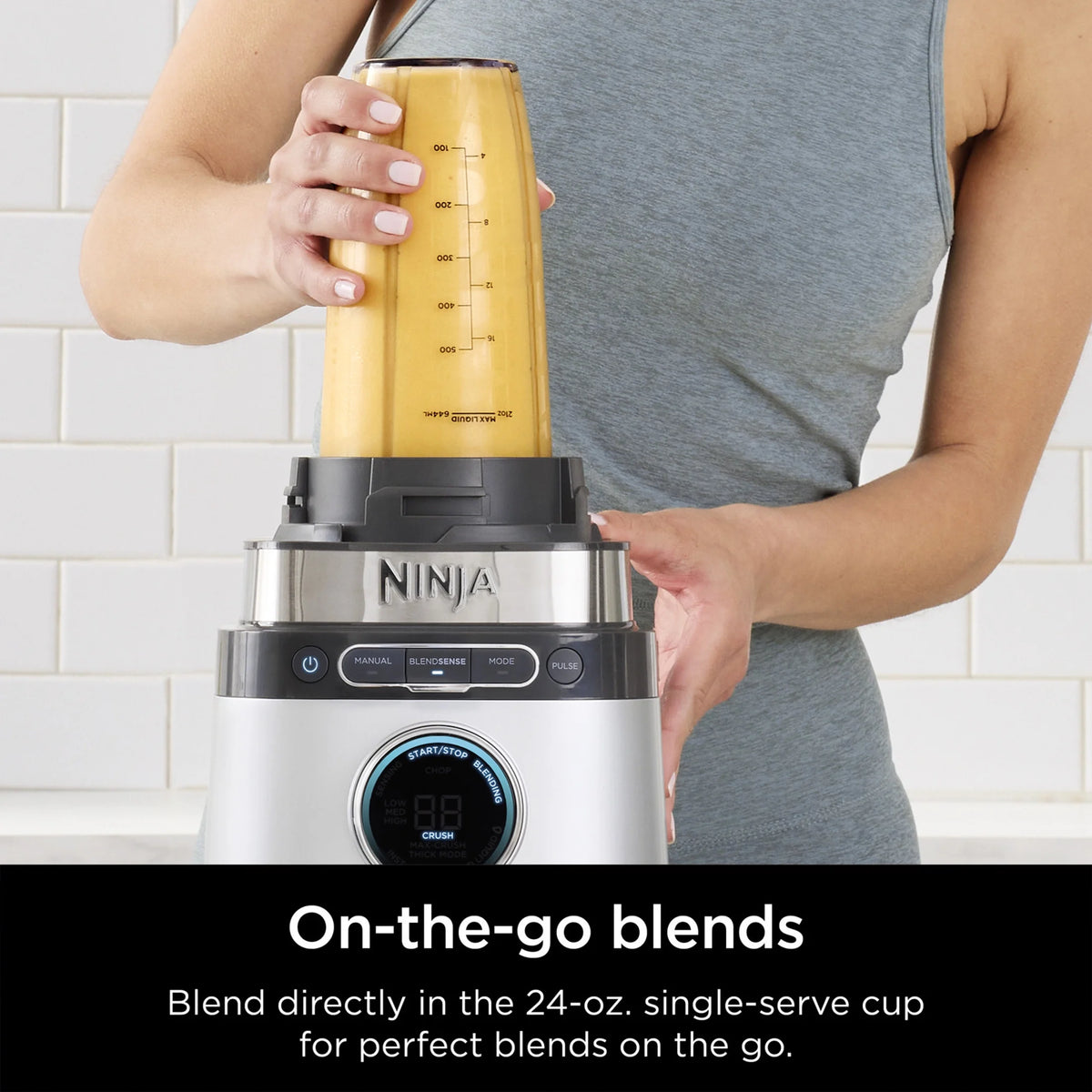Ninja Detect Duo Power Blender + Personal Single-Serve, BlendSense Technology, Kitchen Countertop, 1700 Watts, 72 oz Pitcher, 24 oz Cup, TB300 Silver