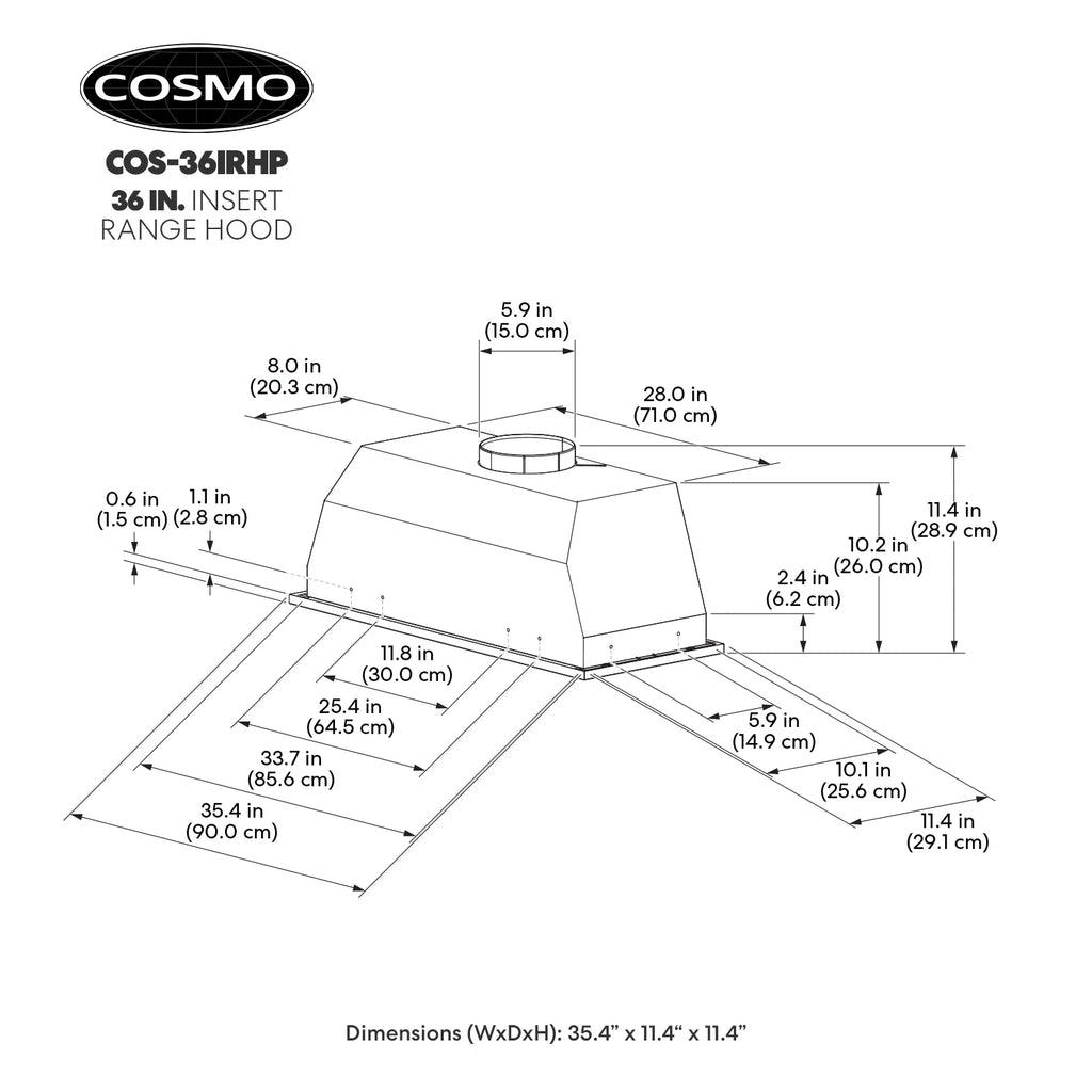 30 in. Insert Range Hood with Push Button Controls in Stainless Steel