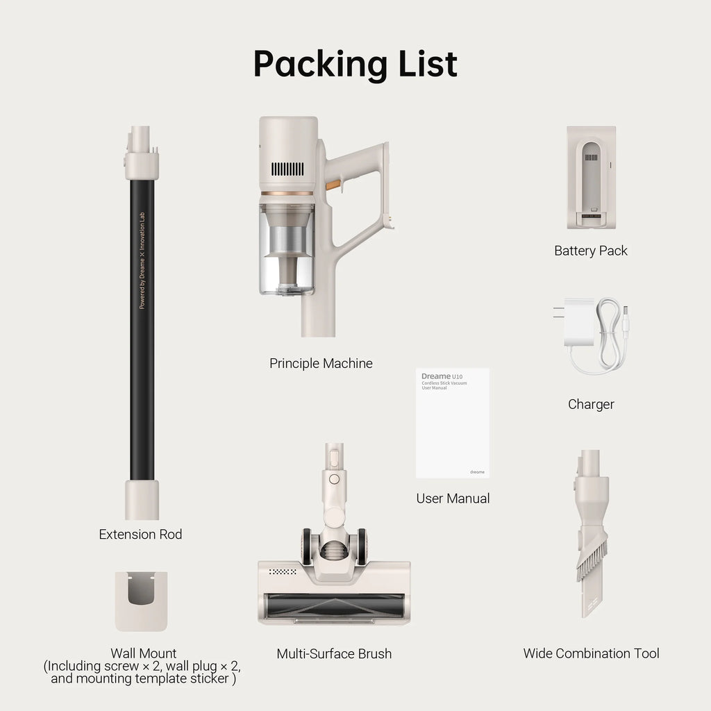 dreame U10 Cordless Stick Vacuum 100AW Suction Power 40-Minute Runtime LED Light