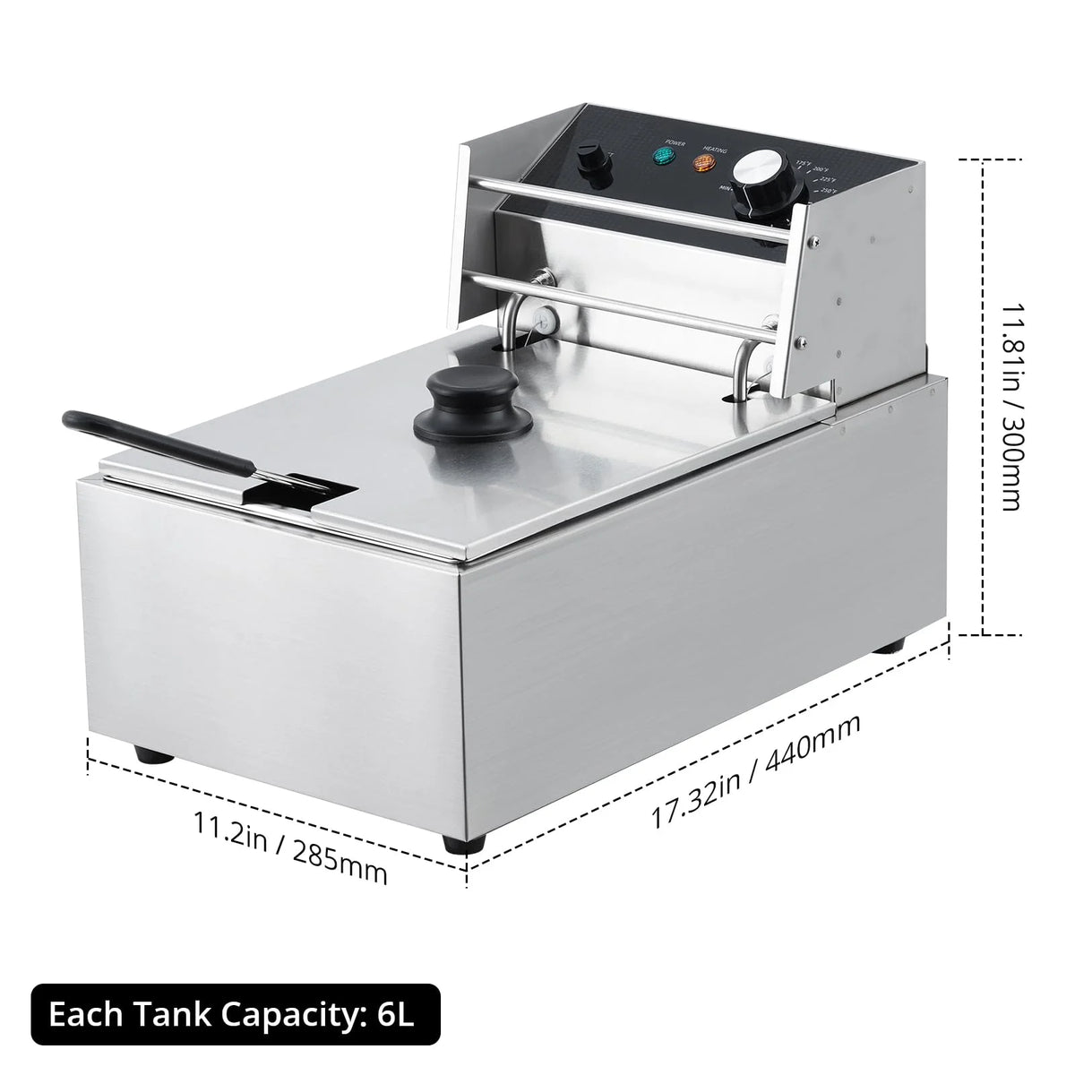 Electric Deep Fryer,Tank Stainless Steel Deep Fryer, Temperature Control, Countertop Fryer for Home Kitchen and Restaurant, 110V