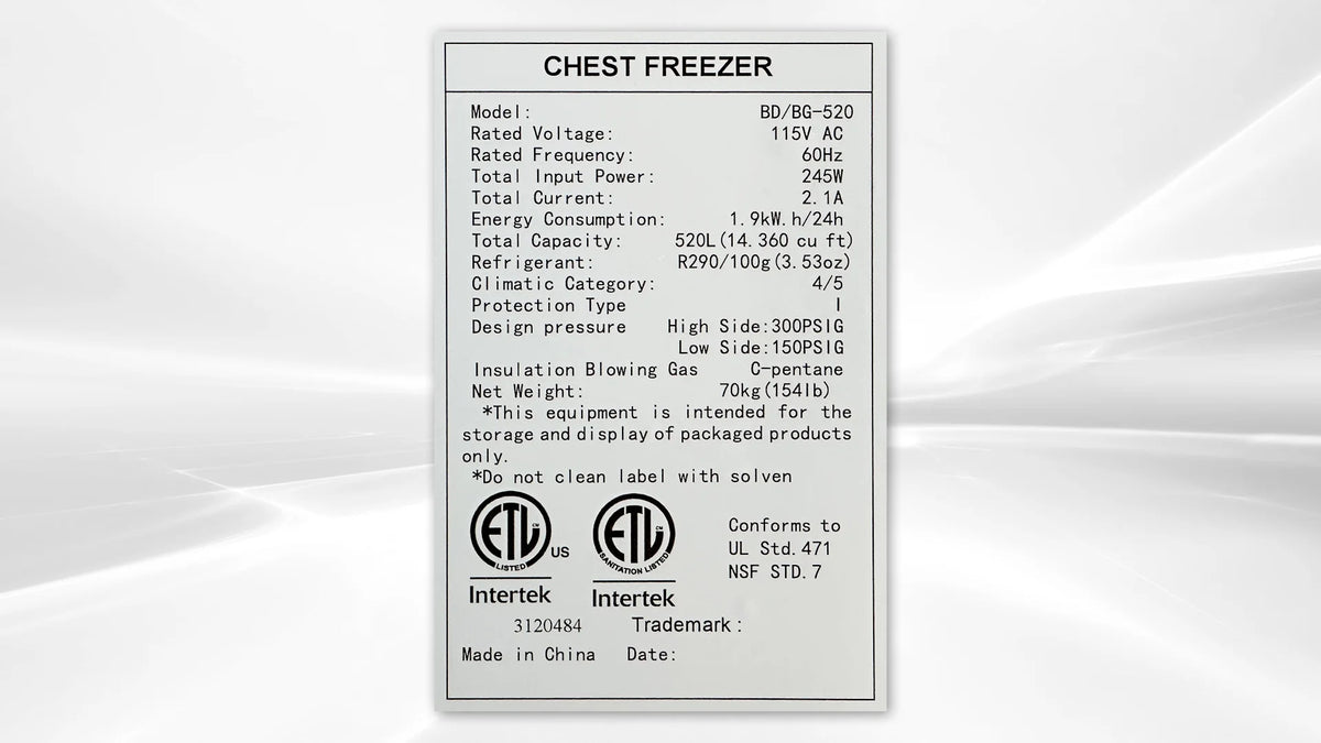 14 Cu.Ft. Chest Freezer, Deep Freezer with Top Open Door 60 in. Energy Saving