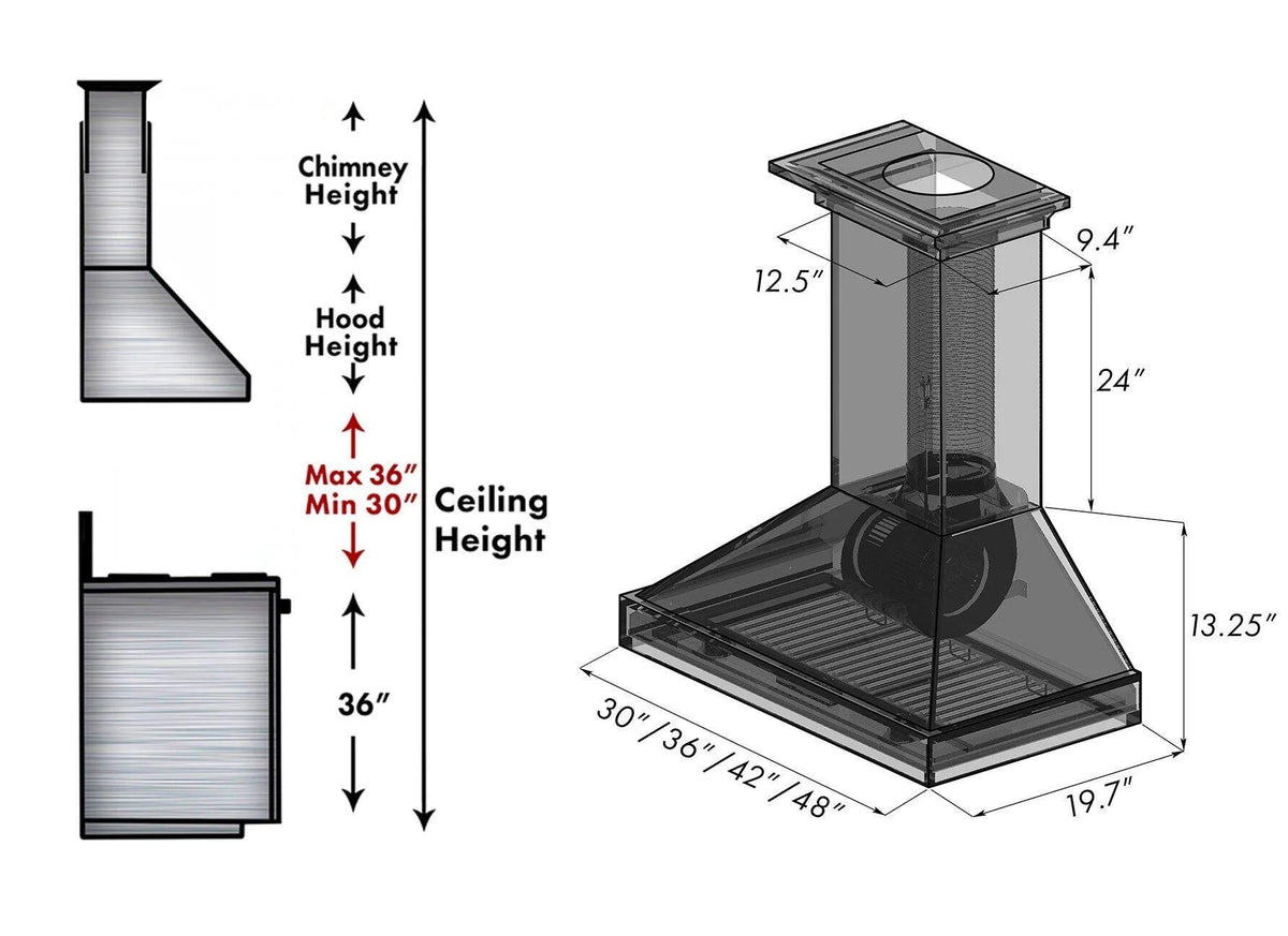ZLINE 30 in. Unfinished Wooden Wall Mount Range Hood - Includes Motor