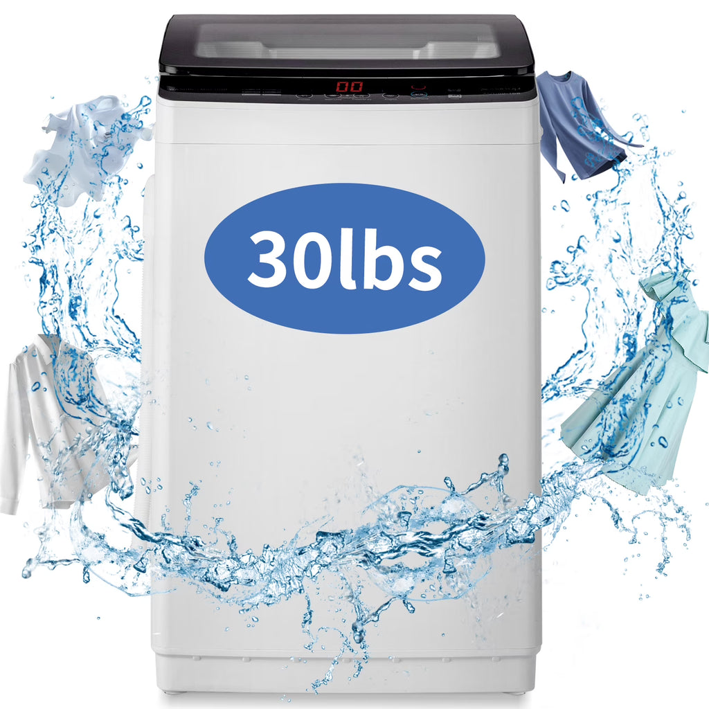UbesGoo 15.6LBS Portable Washing Machine, Full-Automatic Electric Laundry Machine with Stainless Steel Drum,Compact Washer, Washer and Dryer Combo with Drain Pump for Apartment, Dorms, RV
