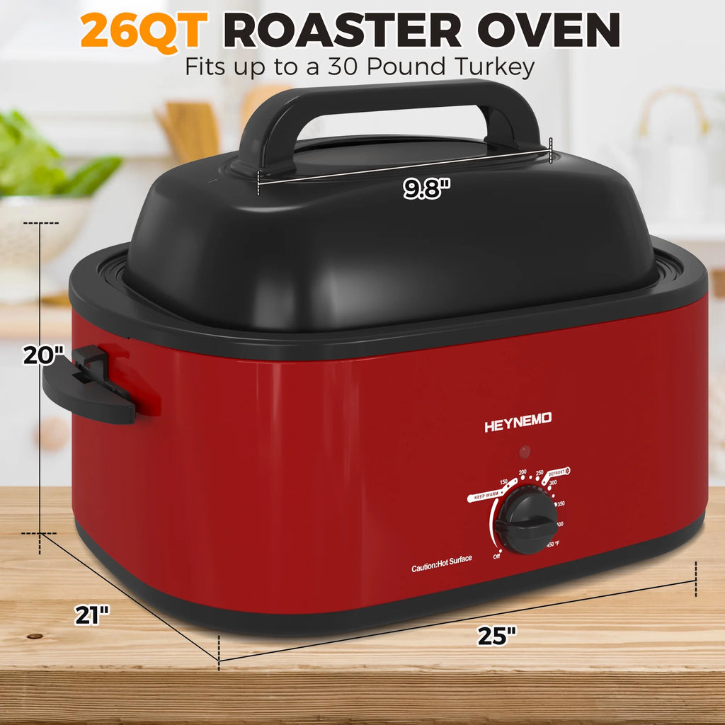 Superjoe 26QT Electric Roaster Oven, Stainless Steel, Self-Basting Lid Removable Insert Pot, Black