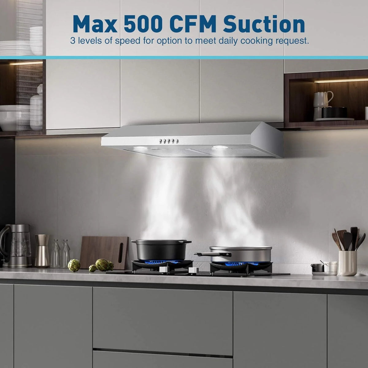 Under Cabinet Range Hood,Range Hood 30 inch Under Cabinet Stainless Steel Brushed,Ductless Range Hood Alterable to Ducted Ventilation,Stove Hood and Oven Vent Hood for Kitchen Cabinet