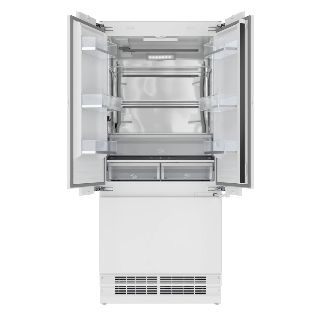 36 In. Panel Ready French Door Refrigerator With Ice maker, water dispenser, Frost Free . 19.6 total cubic feet
