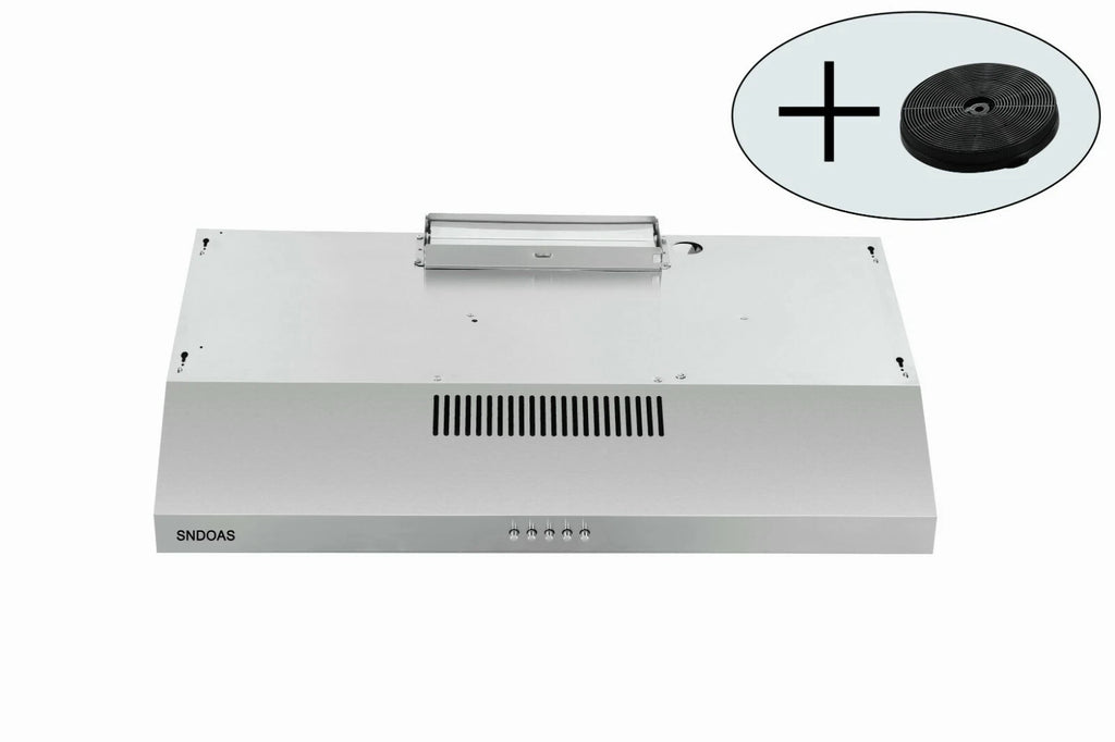30 inch Under Cabinet Range Hood Stainless Steel Kitchen 230CFM Vent LED Light with Carbon Filter