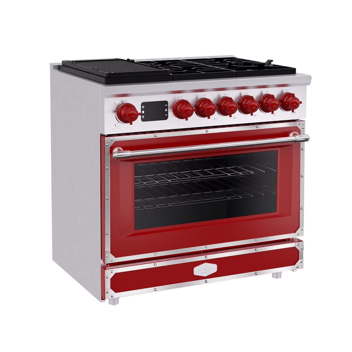 Akicon 48 Inch Freestanding Gas Range with 8 Sealed Burners Cooktop, 6.7 Cu.Ft. Dual Zone Capacity, Natural Gas/LP Convertible-BSGBGGA1