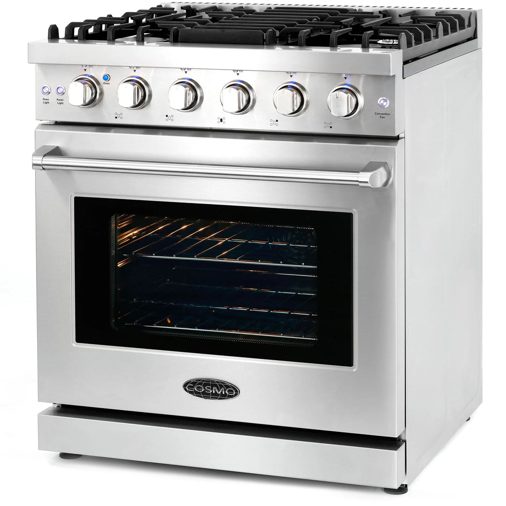 Cosmo 2 Piece Kitchen Appliance Packages with 30" Free Standing Gas Range Kitchen Stove & French Door Refrigerator Kitchen Appliance Bundles