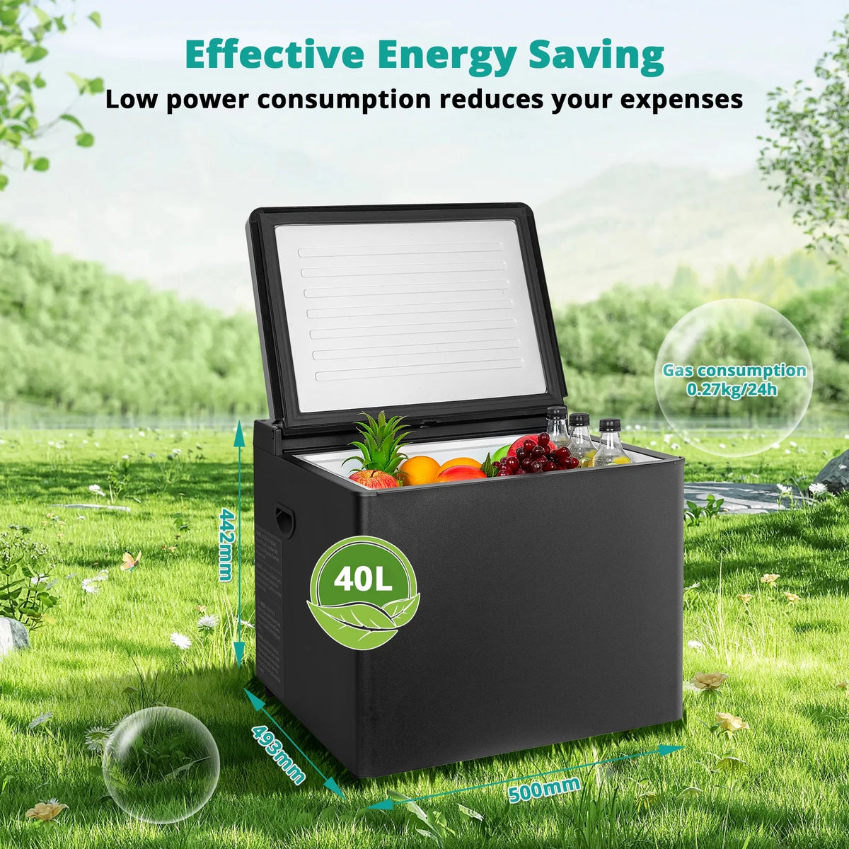 Smeta Chest Freezer LPG/12V/110-120V Refrigerator Outdoor Travel Fridge 1.6 Cu ft Indoor Car