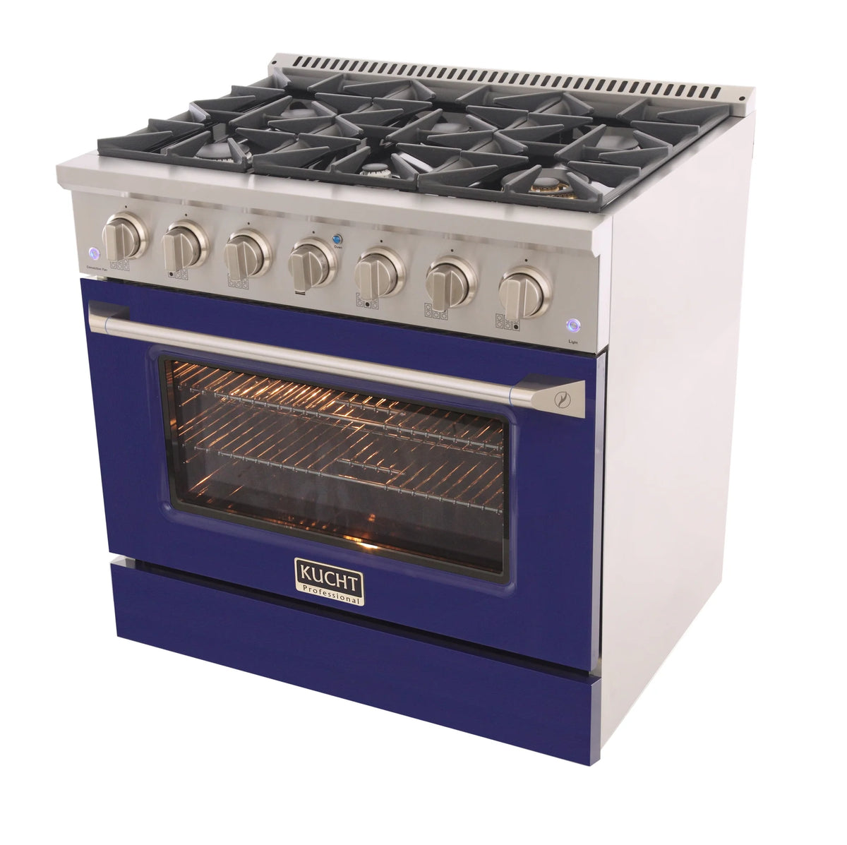 36 in. 5.2 cu. ft Dual Fuel Range for Natural Gas Sealed Burners in Blue.