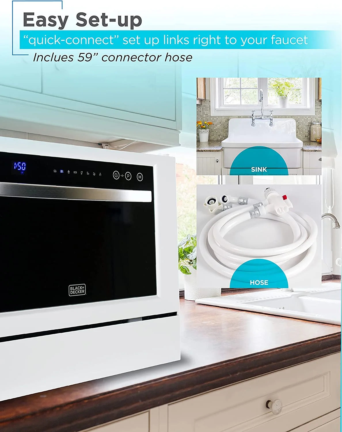 BLACK?Ӕ BCD6W Compact Countertop Dishwasher, 6 Place Settings, White