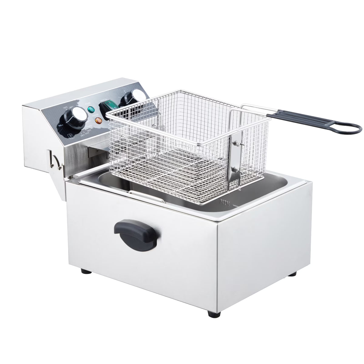 Electric Deep Fryer,Tank Stainless Steel Deep Fryer, Temperature Control, Countertop Fryer for Home Kitchen and Restaurant, 110V