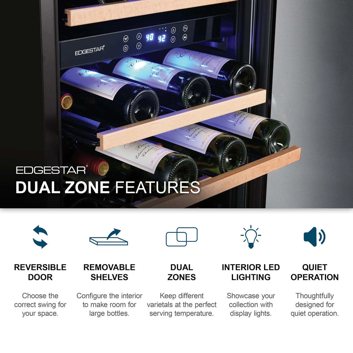 Edgestar Cwf380dz 20" Wide 38 Bottle Capacity Free Standing Wine Cooler - Stainless Steel