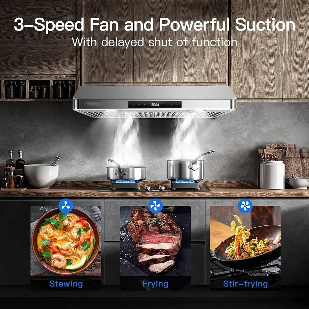 AMZCHEF Range Hood 30 inch Insert Stainless Steel with 9 Speed Fan 900 CFM Kitchen Vent Hood
