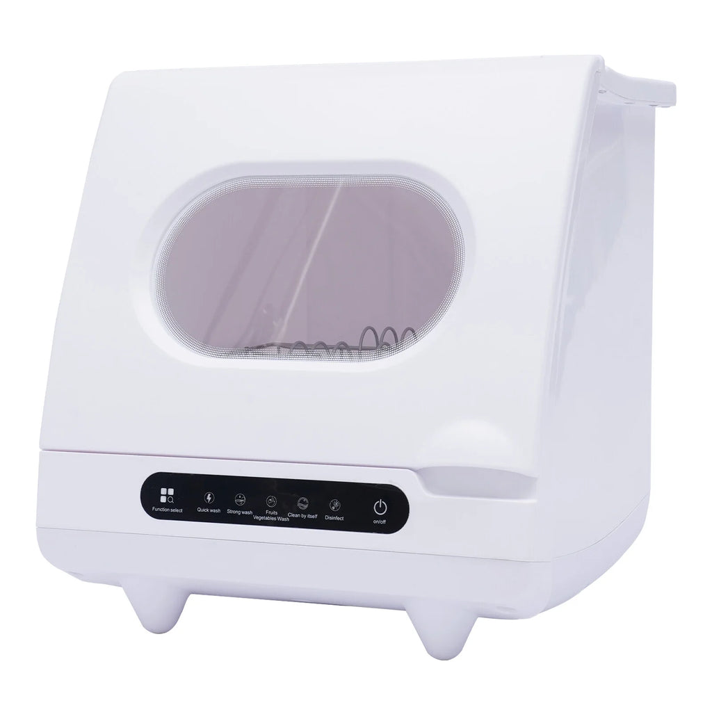 White 800W Dishwasher for Cleaning Vegetables and Fruits 15.6*15.4*16.9in Wash 6 Sets of Tableware at Once
