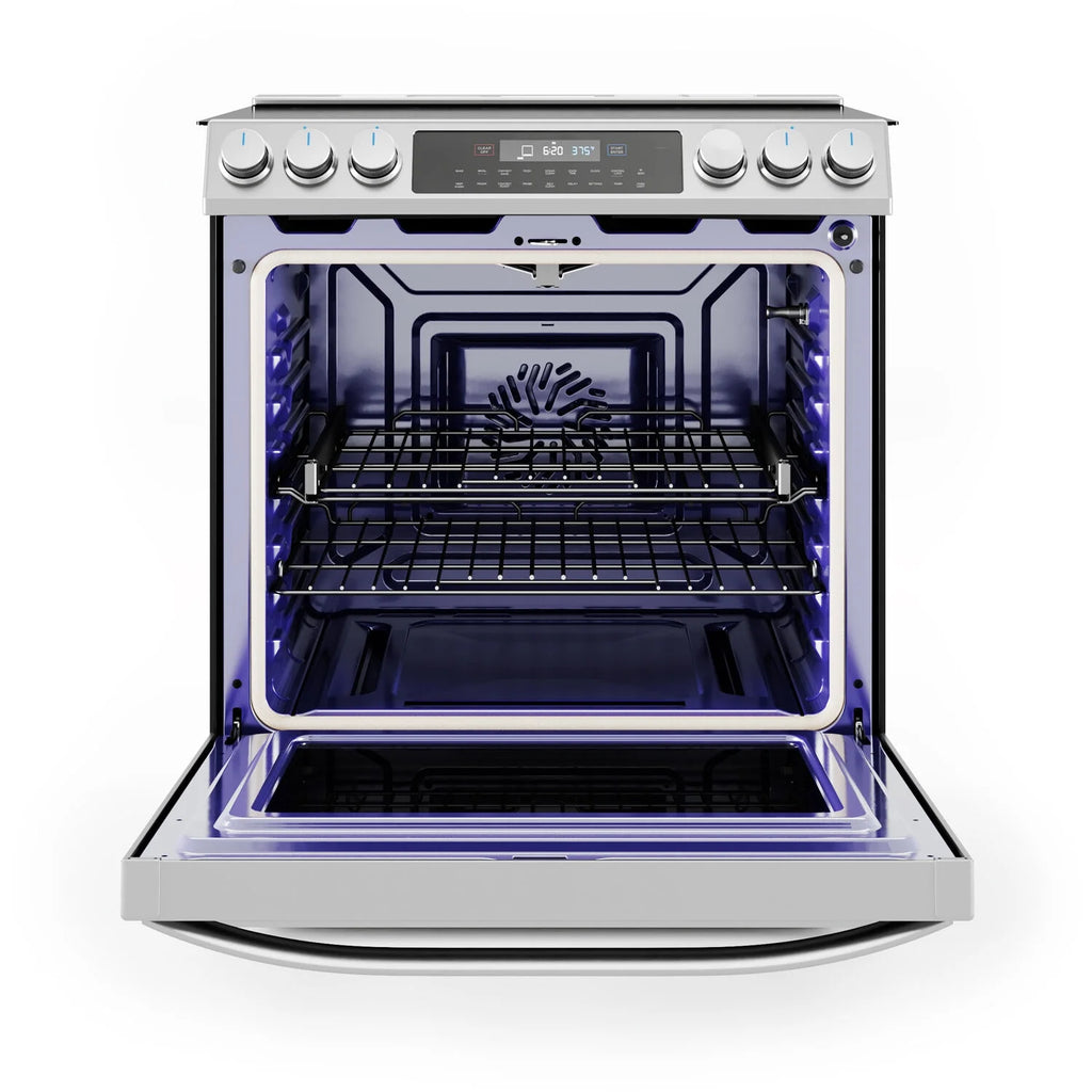 Midea 30-In Slide-In Electric Range with Wi-Fi Connectivity and Fan Convection, Stainless Steel,  MES30S2AST