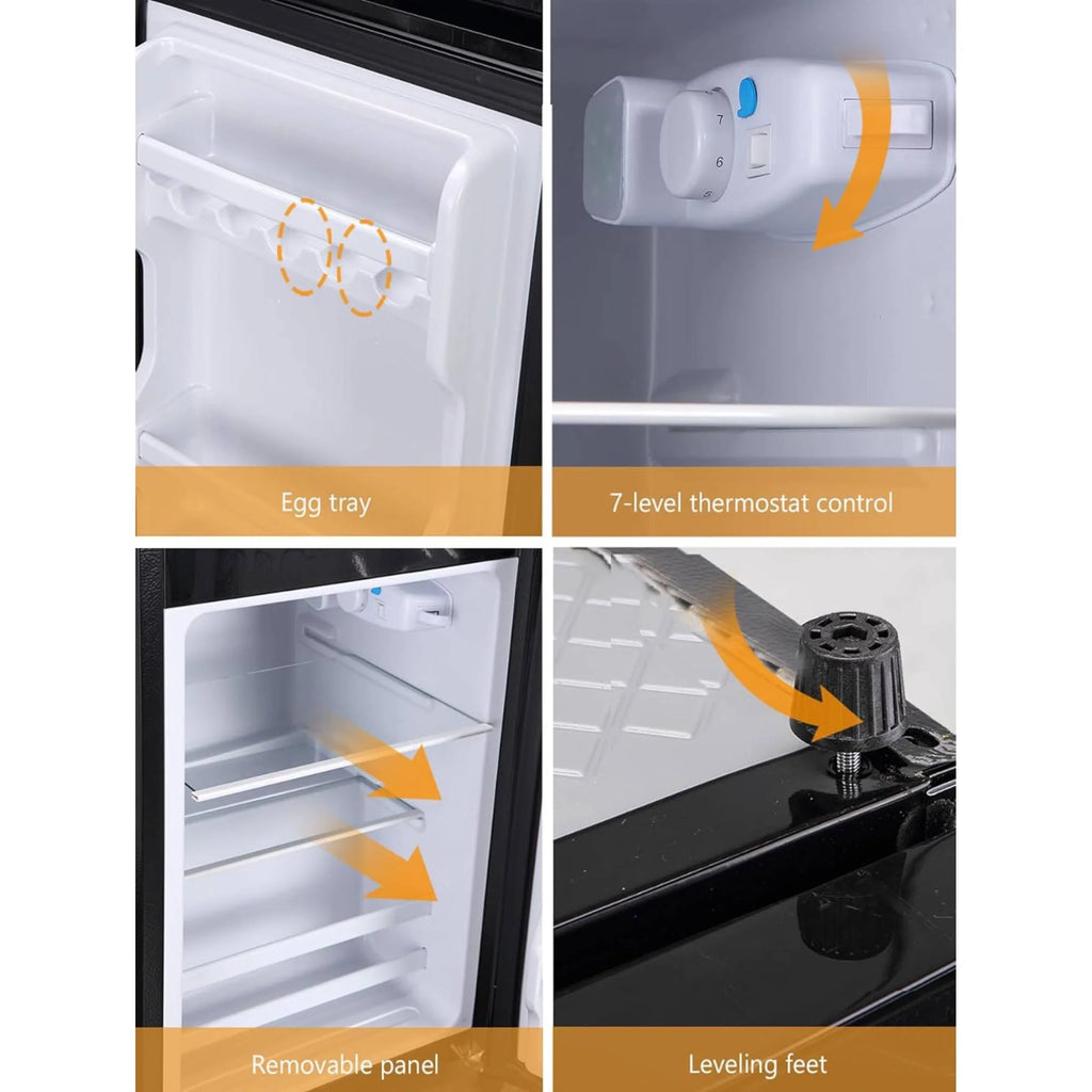 3.5 Cu.Ft Mini Fridge Freezer, 2 Door Small Refrigerator, 7 Level Adjustable Thermostat Freezer Fridge for Living Room, Kitchen and Apartment, Sivelr