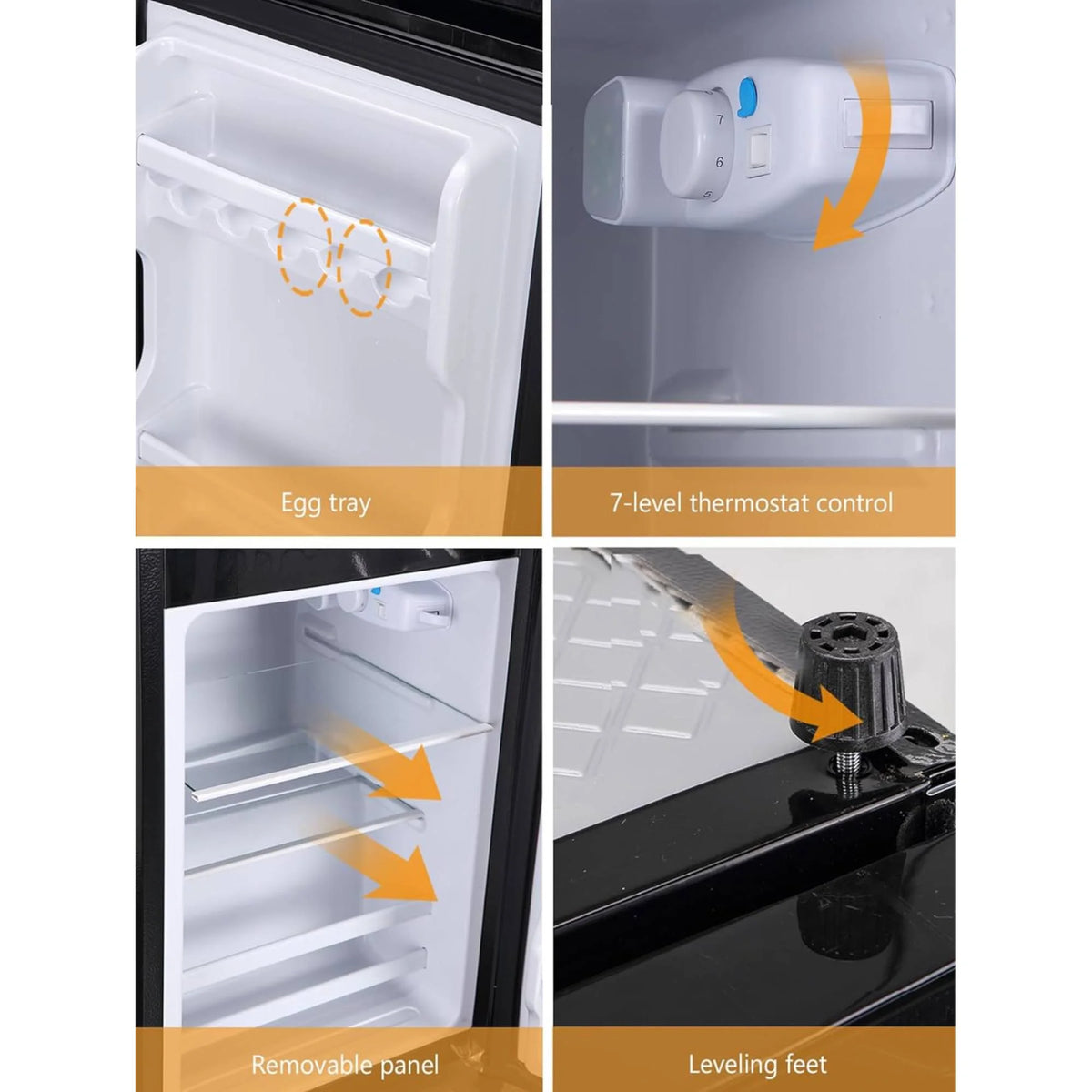 3.5 Cu.Ft Mini Fridge Freezer, 2 Door Small Refrigerator, 7 Level Adjustable Thermostat Freezer Fridge for Living Room, Kitchen and Apartment, Sivelr