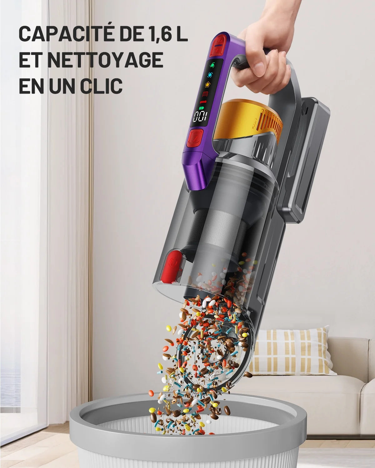 AZVKEA Cordless Vacuum Cleaner 550W 55KPA 60Mins Stick Vacuum Cleaner for Home Hardwood Floor Carpet Pet with Display