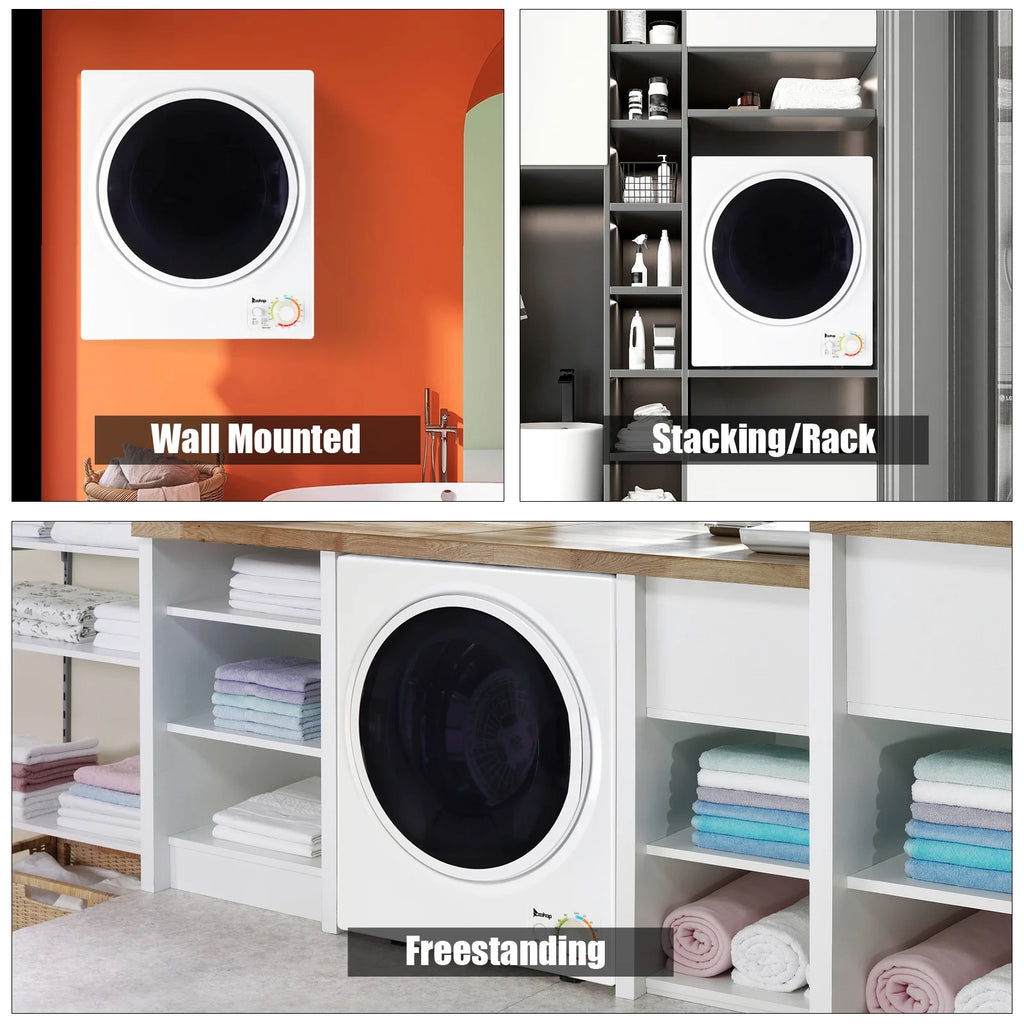 GYM25-78 Compact Portable Household clothes Dryer 1.6cuft with Stainless Steel Drum Black and White 120V MECHANICAL Control ETL Certification