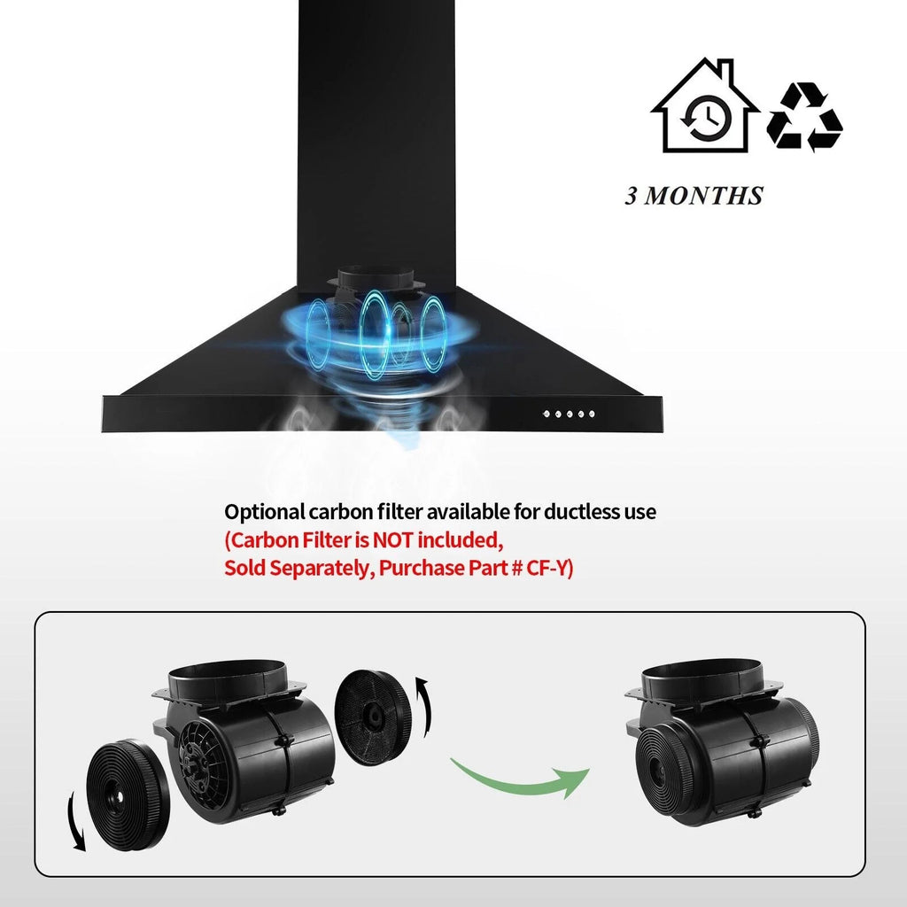 "Joeaonz 24"" Wall Mount Convertible Range Hood, 450CFM, Stainless Steel, 3-Speed with LED Light"