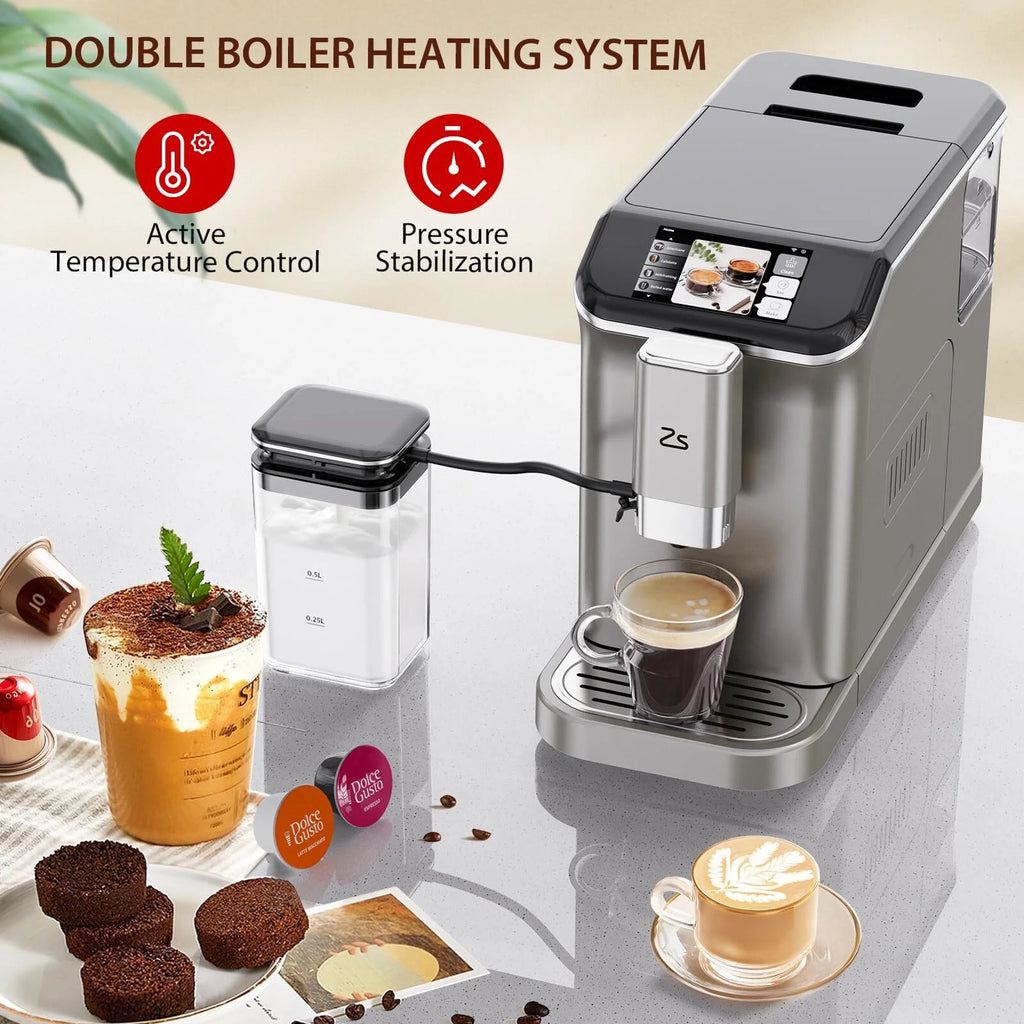 Soonbuy Fully Automatic Espresso Machine 20 Bar, With Milk Frother Steam Wand,Gold