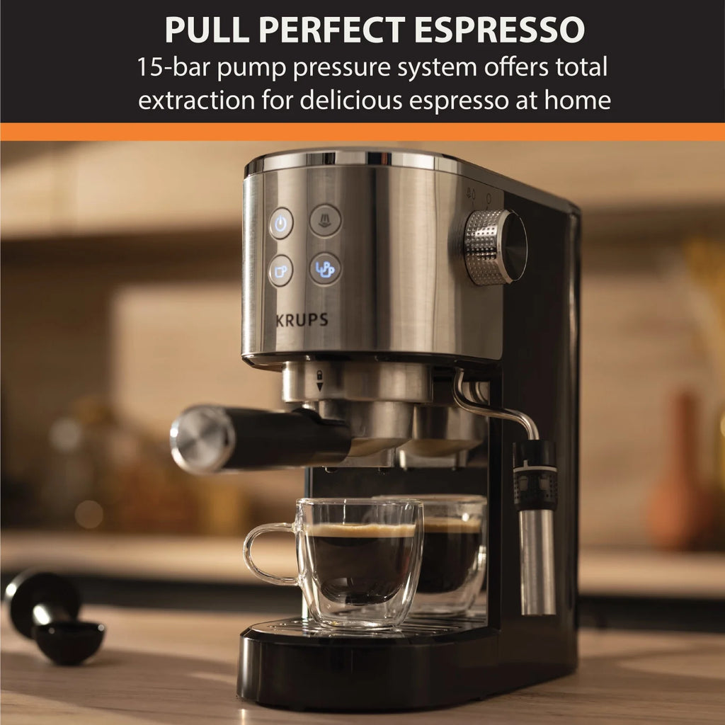 Krups Divine Pump Espresso Maker, Stainless Steel, XP444C50