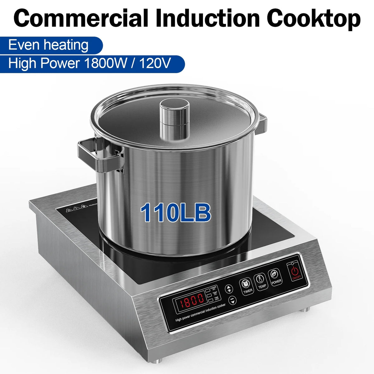 Chushifu  Induction Cooktop 1800W 85V~120V Commercial Grade Hot Plate Electric Stove Countertop Burners for Cooking Professional Heater 18-hours Timer