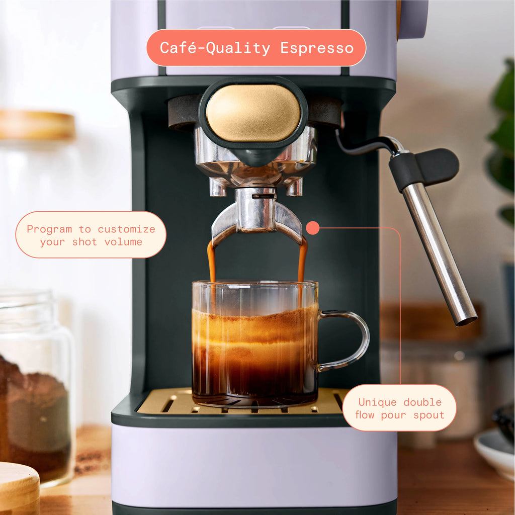 Beautiful Slim Espresso Machine with 20-Bar Pressure, Black Sesame by Drew Barrymore
