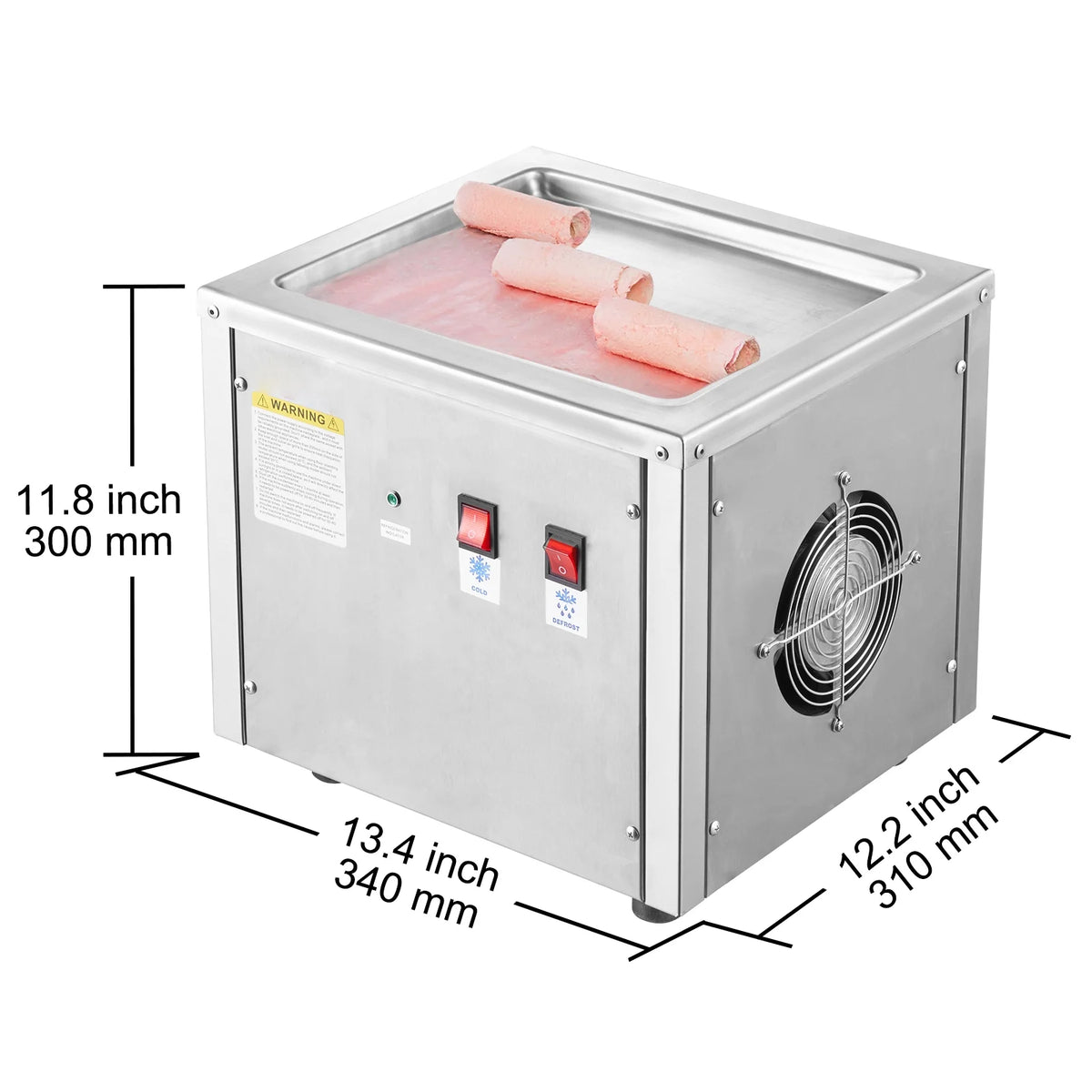 KFFKFF 11 x 9.5 Inch Pan Fried Ice Cream Roll Machine / Rolled Ice Cream Maker
