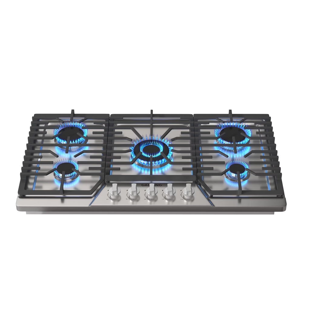 CASAINC 36" Recessed Natural Gas Cooktop with 5 Burners and Liquid Propane Conversion Kit, Stainless Steel