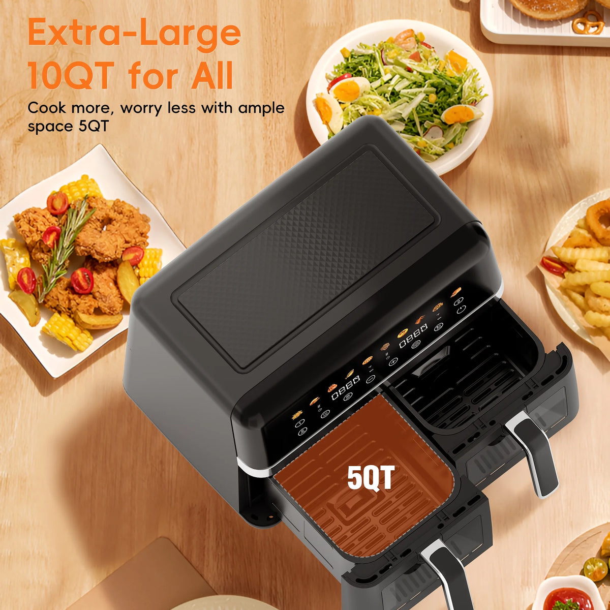 Whall 12QT Touchscreen Air Fryer Toaster Oven, 12 Pre-set Menus, Clear Window, Less Oil