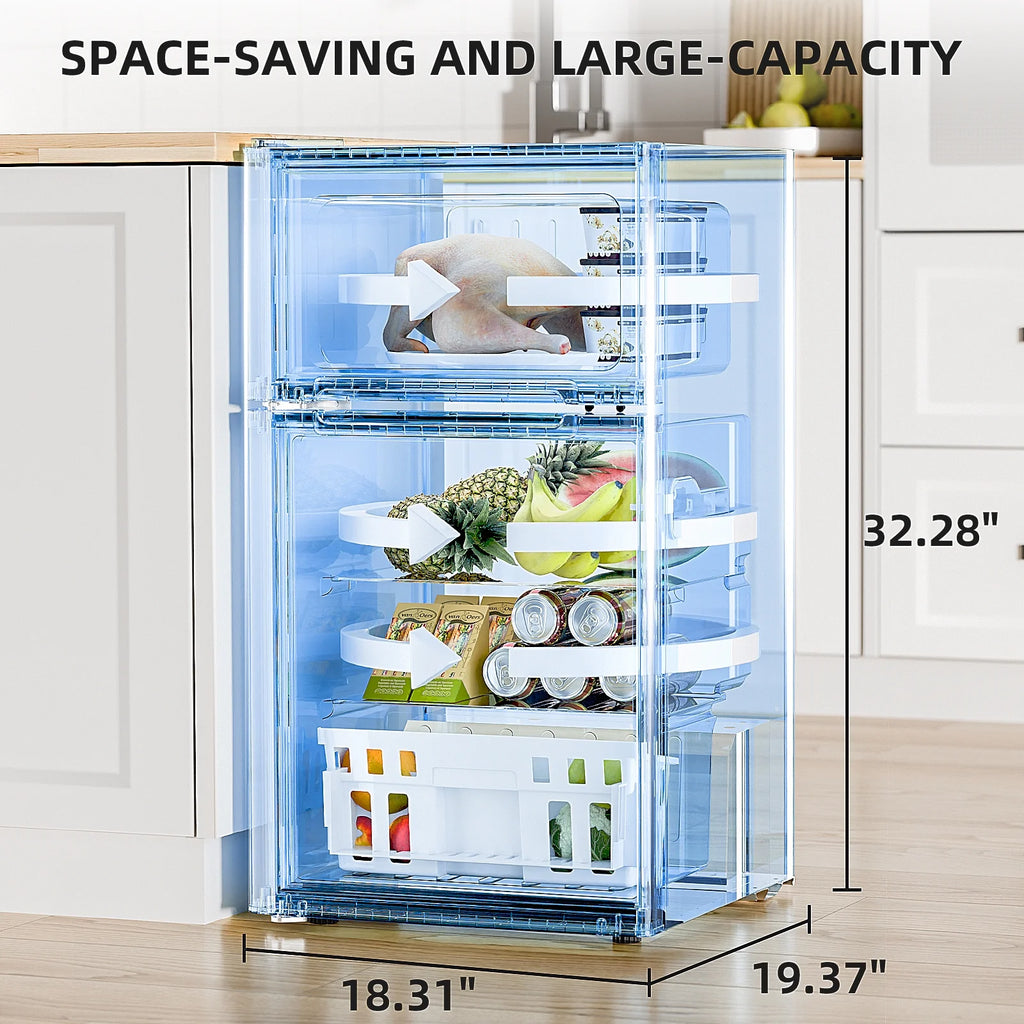 FREE VILLAGE Compact Refrigerator with Freezer,2 Door Mini Fridge,Adjustable Shelf,Small Fridge for Bedroom Office Dorm Kitchen,3.2 Cu.Ft.