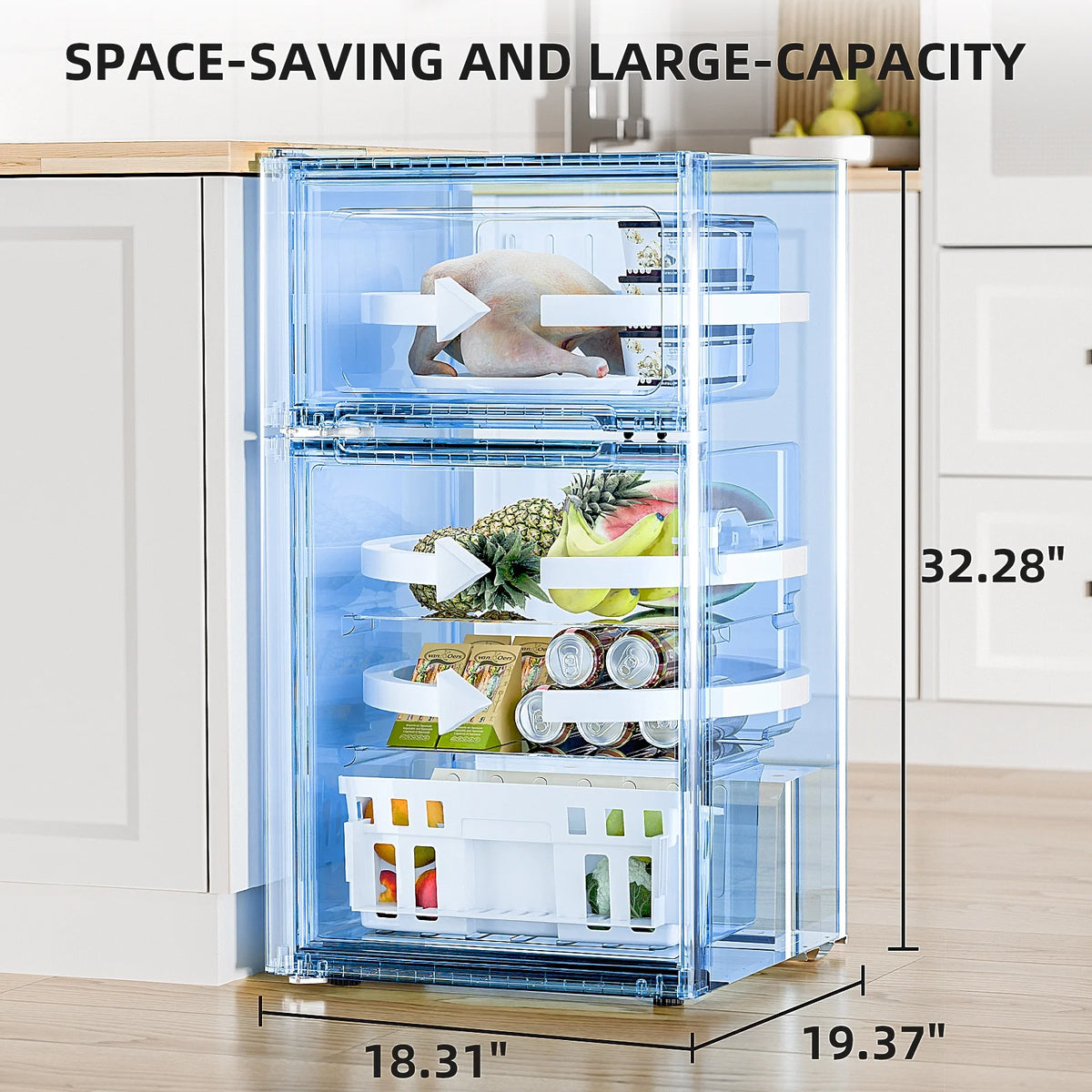 FREE VILLAGE Compact Refrigerator with Freezer,2 Door Mini Fridge,Adjustable Shelf,Small Fridge for Bedroom Office Dorm Kitchen,3.2 Cu.Ft.