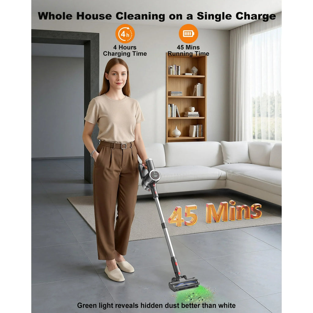 PRASKY Cordless Vacuum Cleaner, Bendable Rechargeable Cleaner for Carpet, Floor, Hair (Purple)