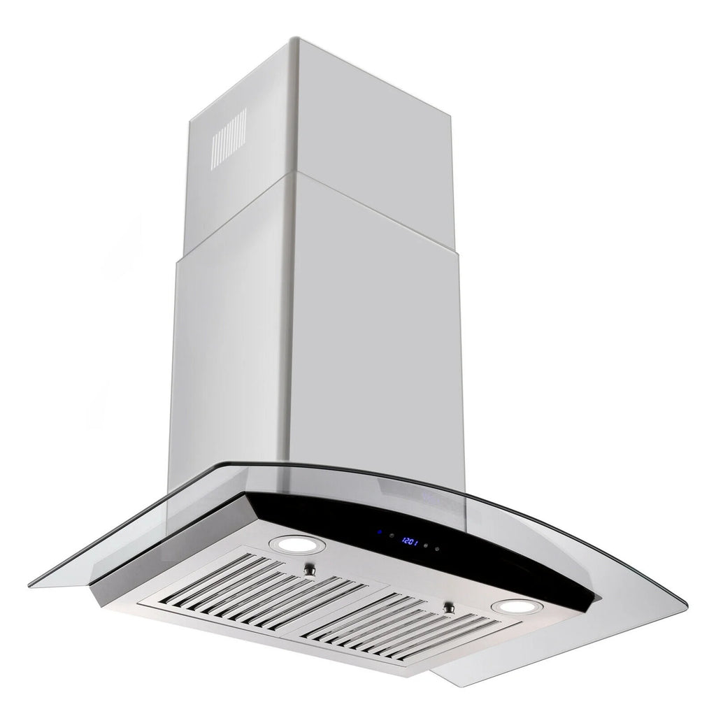 Tieasy 30 inch Wall Mount Range Hood Stainless Steel 700 CFM Black Touch Panel Kitchen Vent Fan