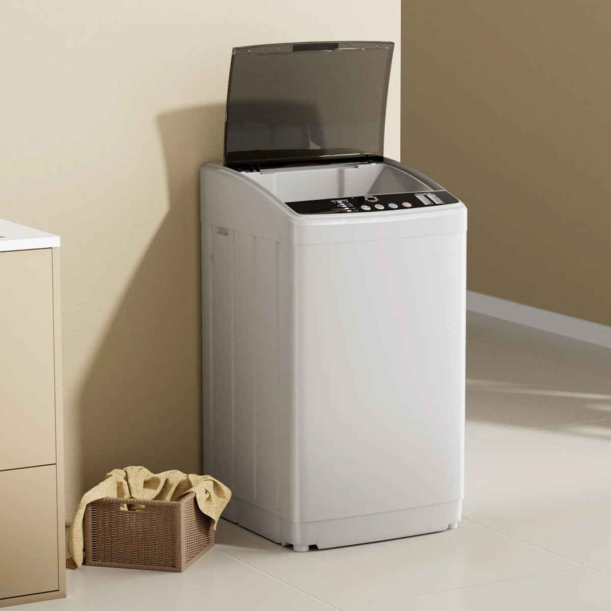 TABU 19lbs Portable Washing Machine,2.5 Cu.ft Full Automatic Washing Machine,Top Load,White